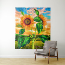 Oranje bloem met groene bladeren - Sunflower Sunse