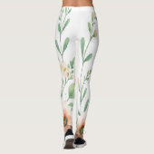 Oranje bloem met groene stengels leggings (Achterkant)