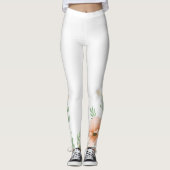 Oranje bloem met groene stengels leggings (Voorkant)