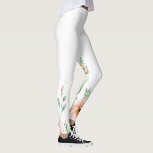 Oranje bloem met groene stengels leggings (Rechts)