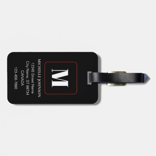 Oranje Bloem met Monogram Bagagelabel (Achterkant horizontaal)