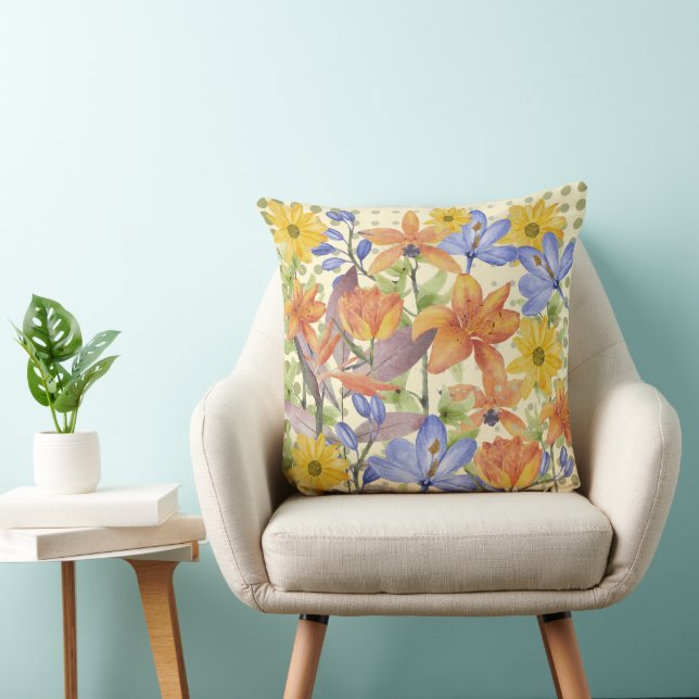 ORANJE BLOEM MOTIEF KUSSEN (Stoel)