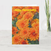 Oranje Bloem Mum Thanksgiving Groeten Kaart (Voorkant)