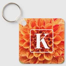 Oranje Bloem Sleutelhanger met Monogram