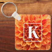 Oranje Bloem Sleutelhanger met Monogram (Voorkant)
