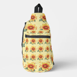 Oranje bloem sling bag