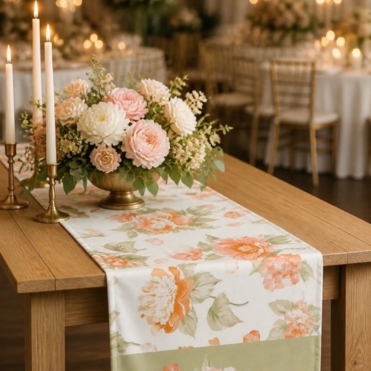 Oranje bloem tafel runner voor de bruiloft medium tafelloper