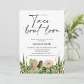 Oranje Bloemcactus Taco over Liefde Vrijgezellenfe Kaart (Staand voorkant)