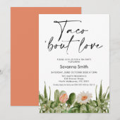 Oranje Bloemcactus Taco over Liefde Vrijgezellenfe Kaart (Voorkant / Achterkant)