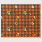 Oranje bloemcontroleur inpakpapier (Vlak)