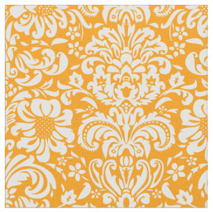 Oranje Bloemdamast Stof