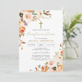 Oranje bloemdoop/bevestigingsuitnodiging kaart (Staand voorkant)