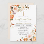 Oranje bloemdoop/bevestigingsuitnodiging kaart (Voorkant / Achterkant)