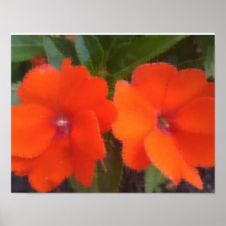 Oranje bloemen 14 x 11 inch, Poster papier (steen)