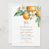 Oranje Bloemen 50 & Uitnodiging voor Verjaardag (Voorkant)