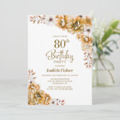 Oranje Bloemen 80ste Verjaardagsfeest Kaart (Staand voorkant)