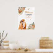 Oranje Bloemen Anand Karaj Bruiloft Welkomstbord Poster (Keuken)