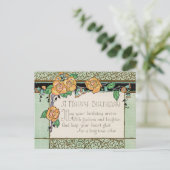 Oranje Bloemen Art Deco Rhyming Gedicht Verjaardag Briefkaart (Staand voorkant)