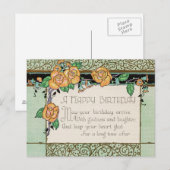 Oranje Bloemen Art Deco Rhyming Gedicht Verjaardag Briefkaart (Voorkant / Achterkant)