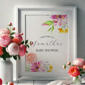 Oranje Bloemen Baby shower Welkom Poster