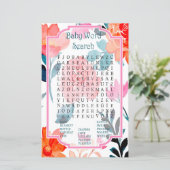 Oranje bloemen Baby shower Word Search Game (Staand voorkant)