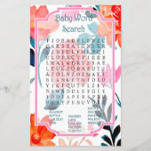Oranje bloemen Baby shower Word Search Game (Voorkant)