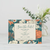 Oranje bloemen, behalve de datumkaart save the date (Staand voorkant)