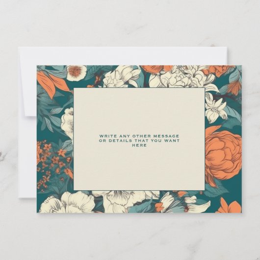 Oranje bloemen, behalve de datumkaart save the date (Achterkant)