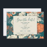 Oranje bloemen, behalve de datumkaart save the date<br><div class="desc">Wacht niet. Stuur je trouwuitnodiging nu. Maak het met dit onvergetelijk sparen de datumkaart die een oranje lijst van de bloementrand bevat. Nodig al uw gasten in stijl met deze verbluffende "sparen de datum"kaart uit met elegant en groot manuscript gezegde sparen de datum. U kunt de namen en andere informatie...</div>