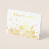 Oranje bloemen - Birthday Gold Folie Kaarten (Voorkant)