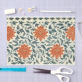 oranje bloemen - blauwe stengel - Chinees patroon Tissuepapier (Craft)