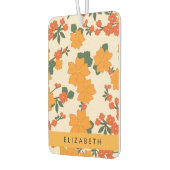 Oranje bloemen, bloemenpatroon, Jouw naam Luchtverfrisser (Links)