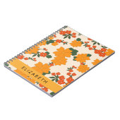 Oranje bloemen, bloemenpatroon, Jouw naam Notitieboek (Linkerzijde)