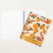 Oranje bloemen, bloemenpatroon, Jouw naam Planner (Display)