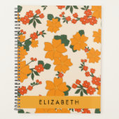 Oranje bloemen, bloemenpatroon, Jouw naam Planner (Voorkant)
