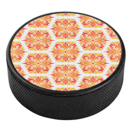 Oranje bloemen, bloemmotief, bloemmotief hockey puck