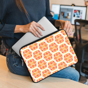 Oranje bloemen, bloemmotief, bloemmotief laptop sleeve