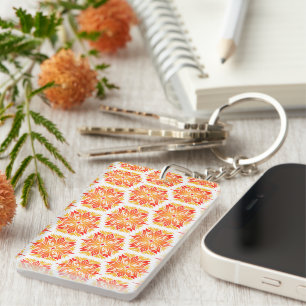 Oranje bloemen, bloemmotief, bloemmotief sleutelhanger