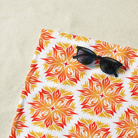 Oranje bloemen, bloemmotief, bloemmotief strandlaken (In situ)