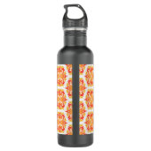 Oranje bloemen, bloemmotief, bloemmotief waterfles (Achterkant)