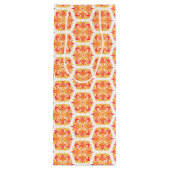 Oranje bloemen, bloemmotief, bloemmotief wijn cadeautas (Achterkant)