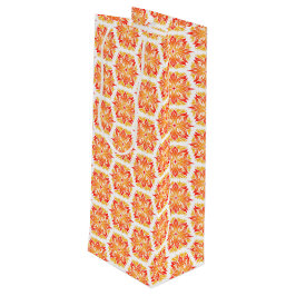 Oranje bloemen, bloemmotief, bloemmotief wijn cadeautas