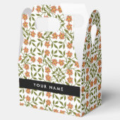 Oranje bloemen, bloemmotief, Boho, Jouw naam Bedankdoosjes (Geopend)