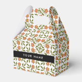 Oranje bloemen, bloemmotief, Boho, Jouw naam Bedankdoosjes (Voorkant Zijde)