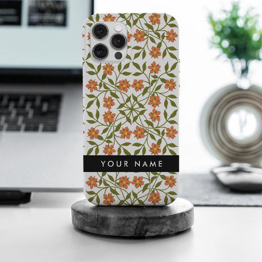Oranje bloemen, bloemmotief, Boho, Jouw naam Case-Mate iPhone Case