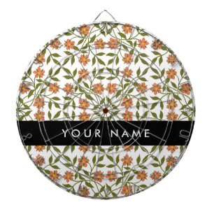 Oranje bloemen, bloemmotief, Boho, Jouw naam Dartbord