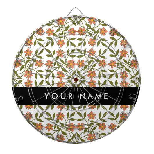 Oranje bloemen, bloemmotief, Boho, Jouw naam Dartbord (Voorkant)