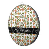 Oranje bloemen, bloemmotief, Boho, Jouw naam Dartbord (Voorkant Rechts)