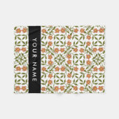 Oranje bloemen, bloemmotief, Boho, Jouw naam Fleece Deken (Voorkant (Horizontaal))