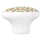 Oranje bloemen, bloemmotief, Boho, Jouw naam Keramische Knop (Zijkant)